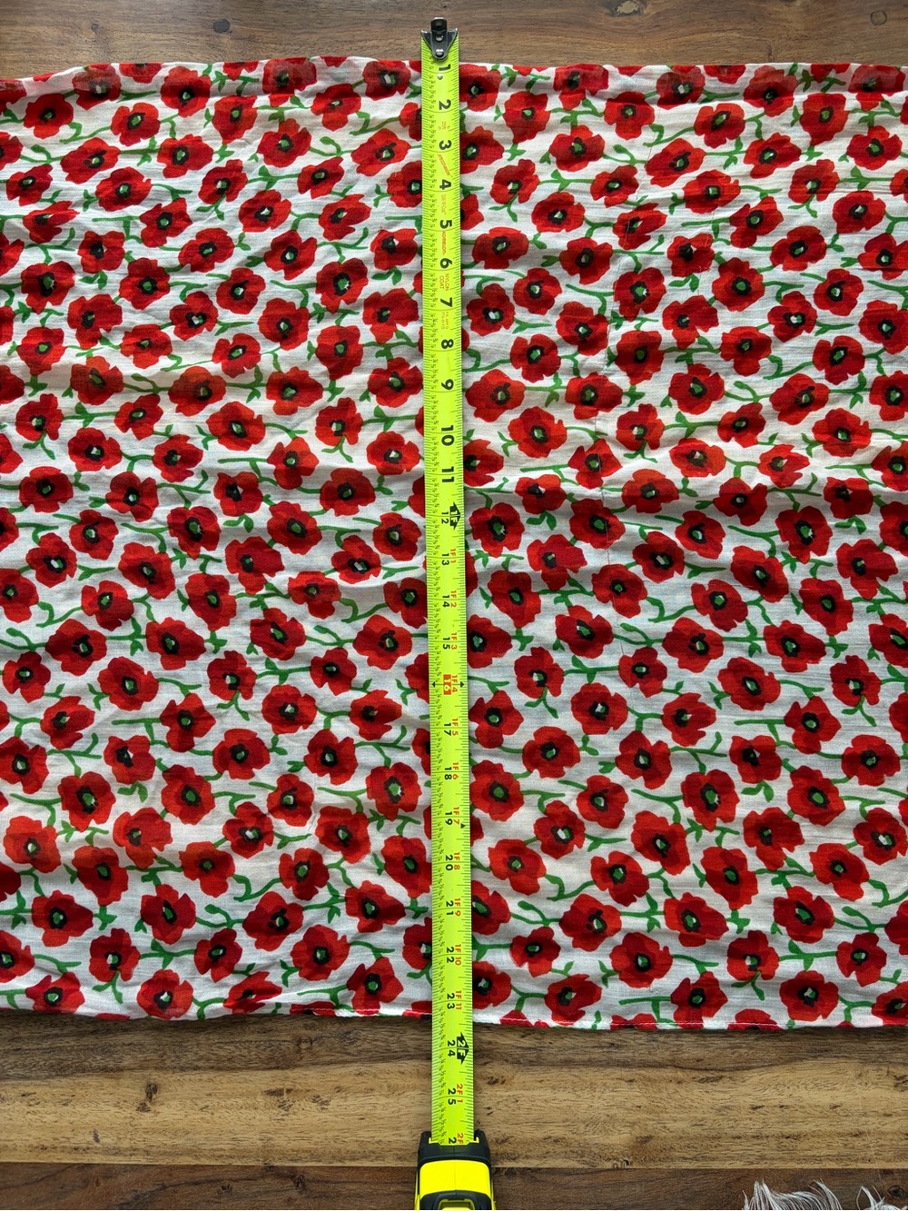 J Crew Lightweight Floral Poppy Scarf - Red & Green on Cream - Picture 7 of 10